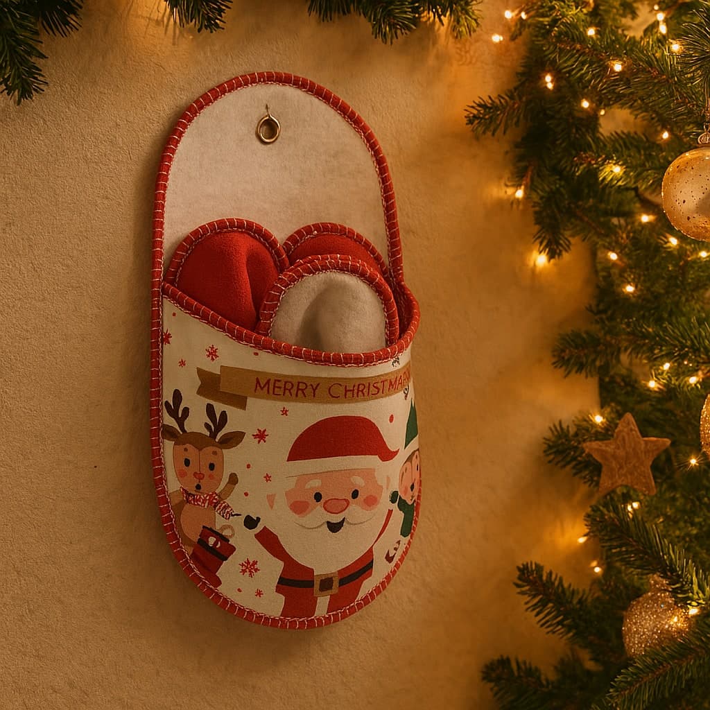 Kit Ciabattone decorativo in pannolenci con 3 paia di pantofole - 4