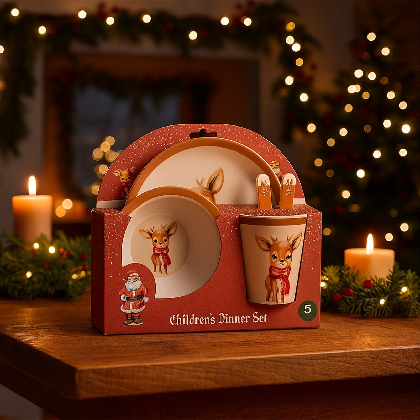 Set da cena per bambini in melamina per decorazioni natalizie set da 5 - 3