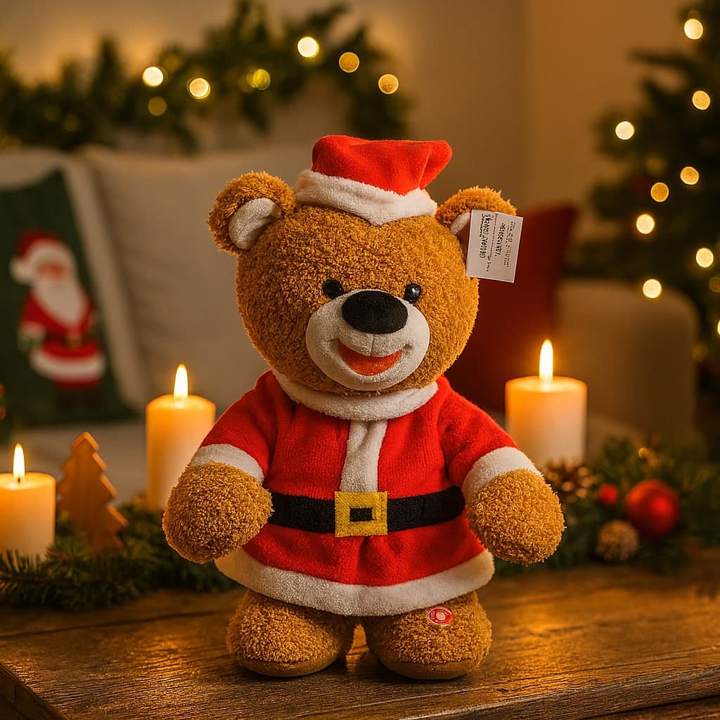 Orso peluche di natale musicale per decorazione natalizia 37 cm - 2