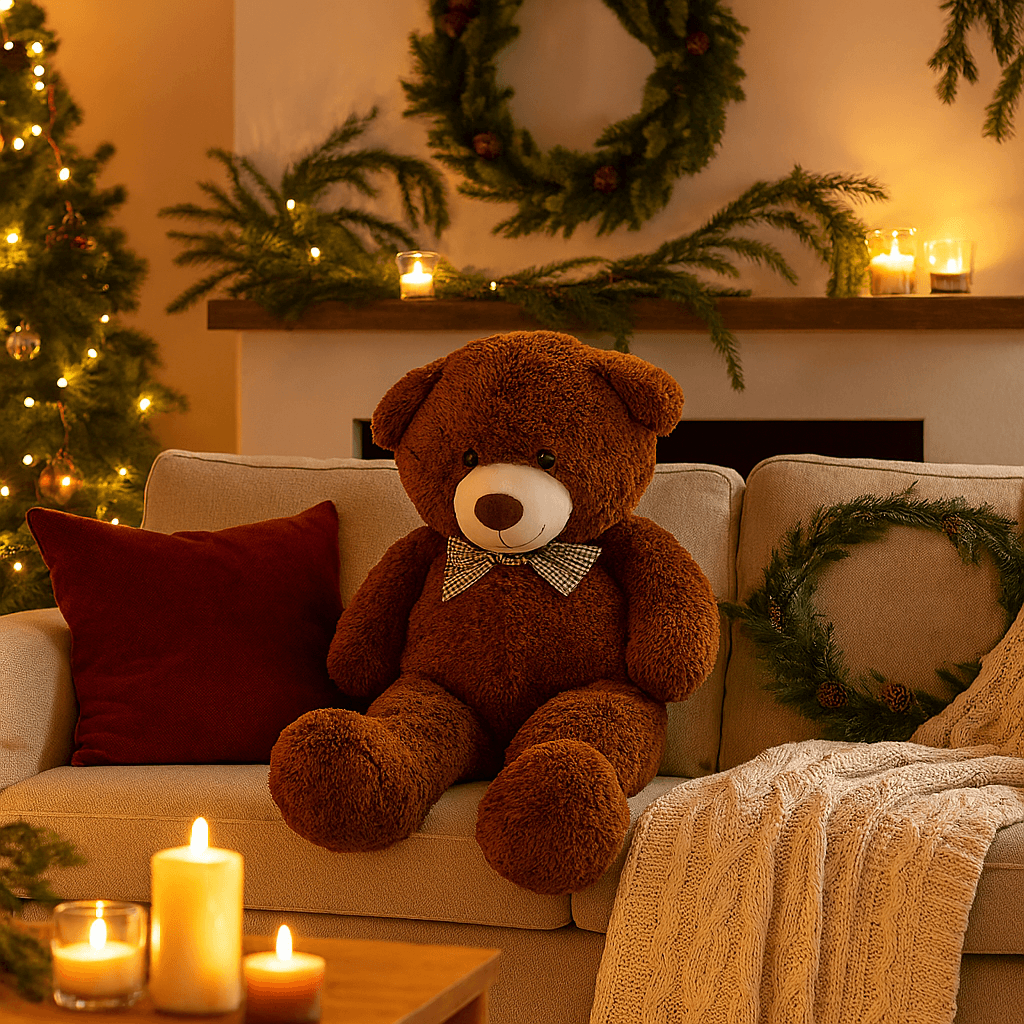 Orso peluche morbido di natale per decorazione natalizia 120 cm - 3