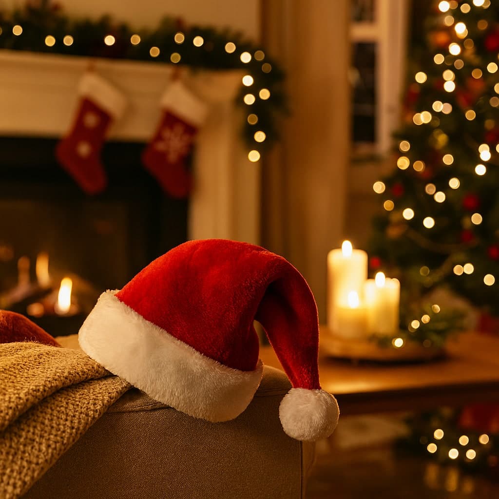 Cappello di Babbo Natale per travestimenti e cosplay, colore bianco e rosso - 3