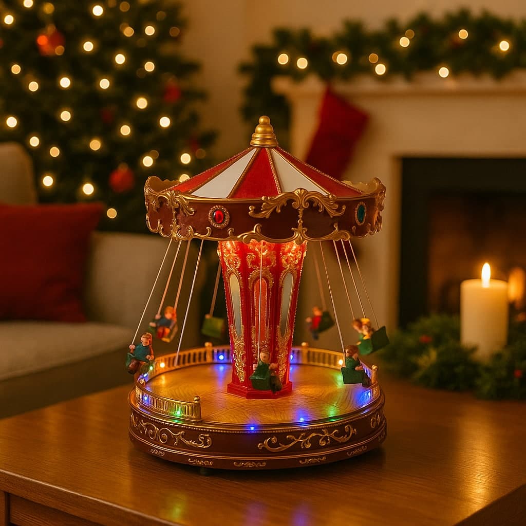 Carosello animato con luci led e movimento per decorazioni natalizie - 3