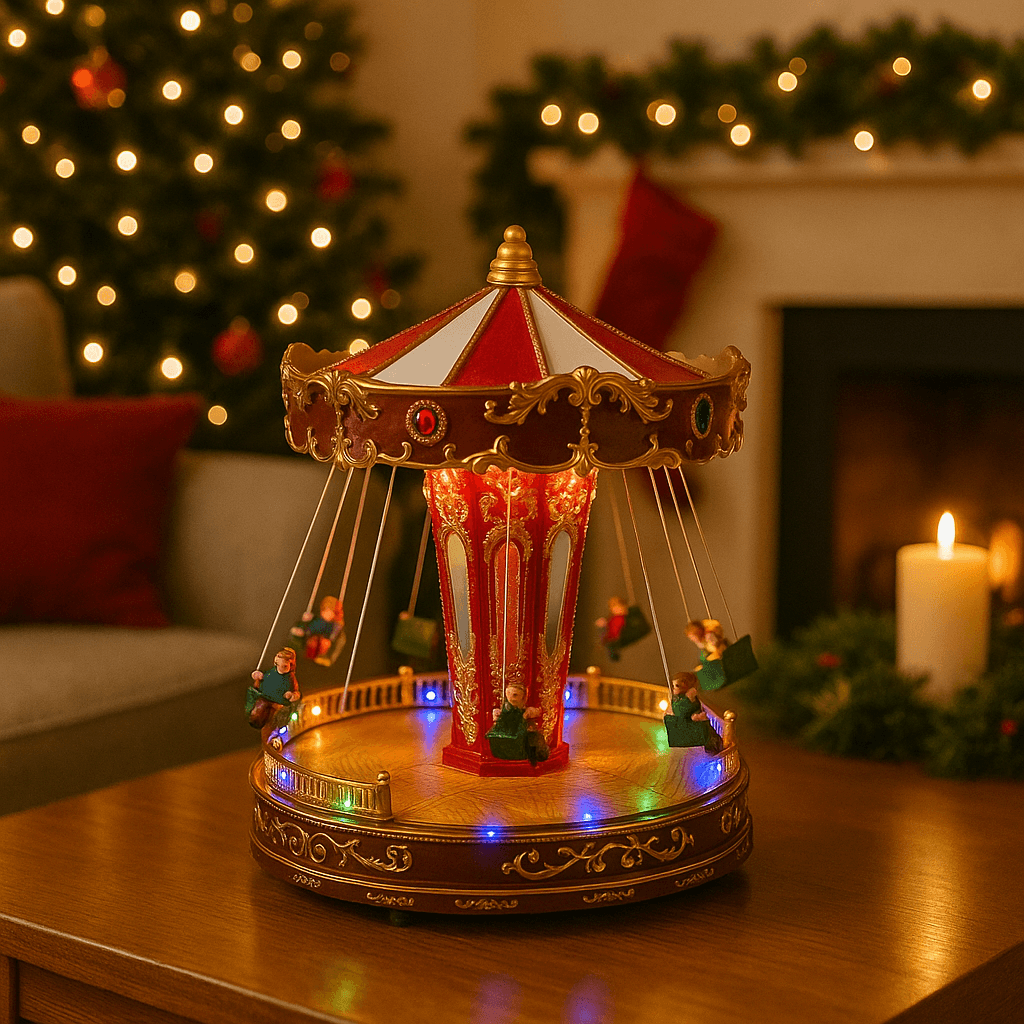 Carosello animato con luci led e movimento per decorazioni natalizie - 3