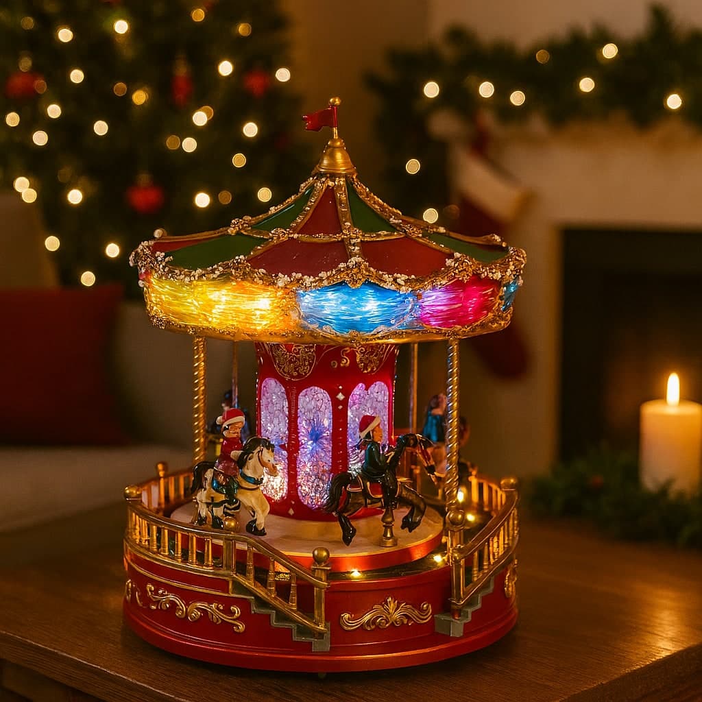 Carosello giostra con luci led e movimento per decorazioni natalizie - 3