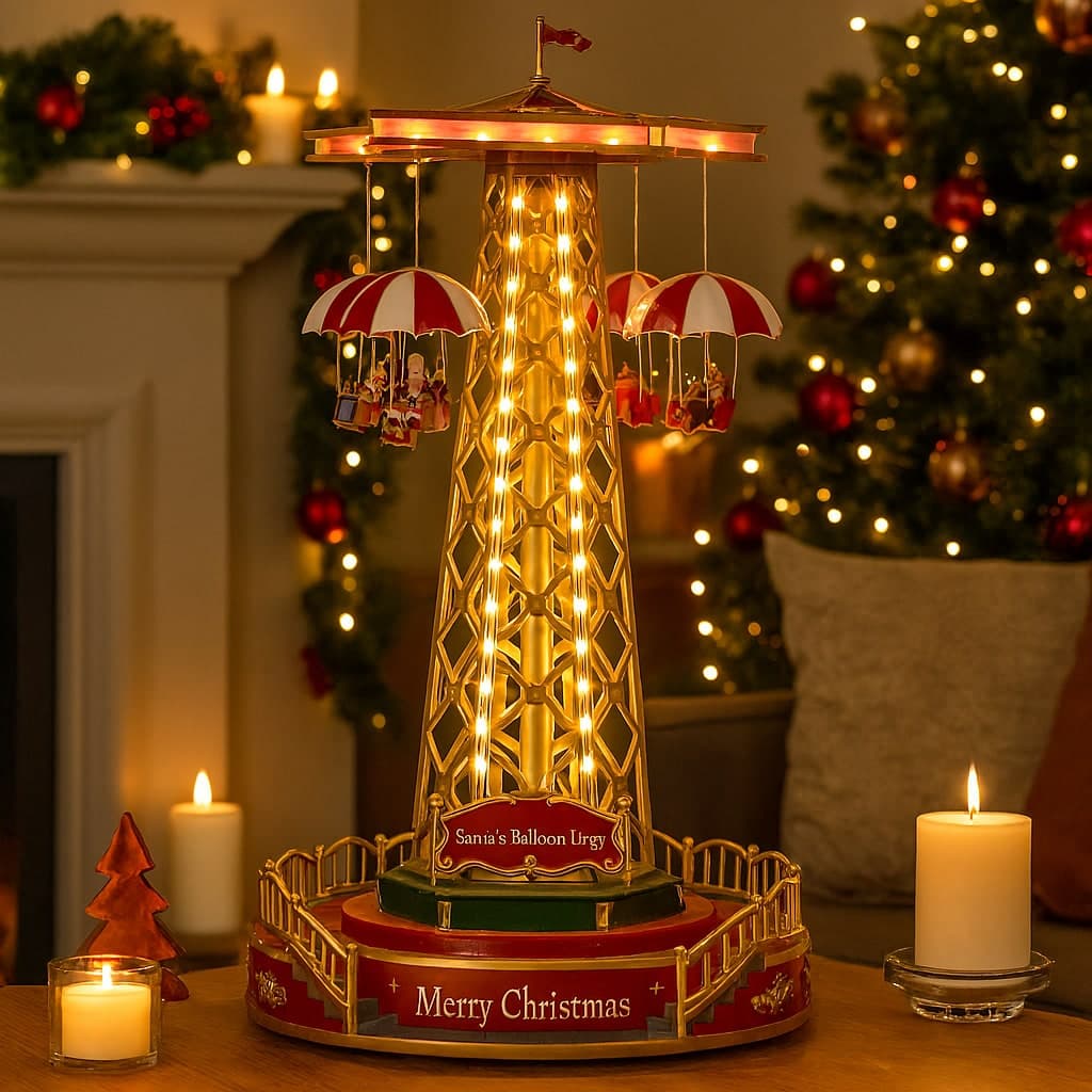Giostra natalizia con luci led e movimento per decorazioni natalizie - 3