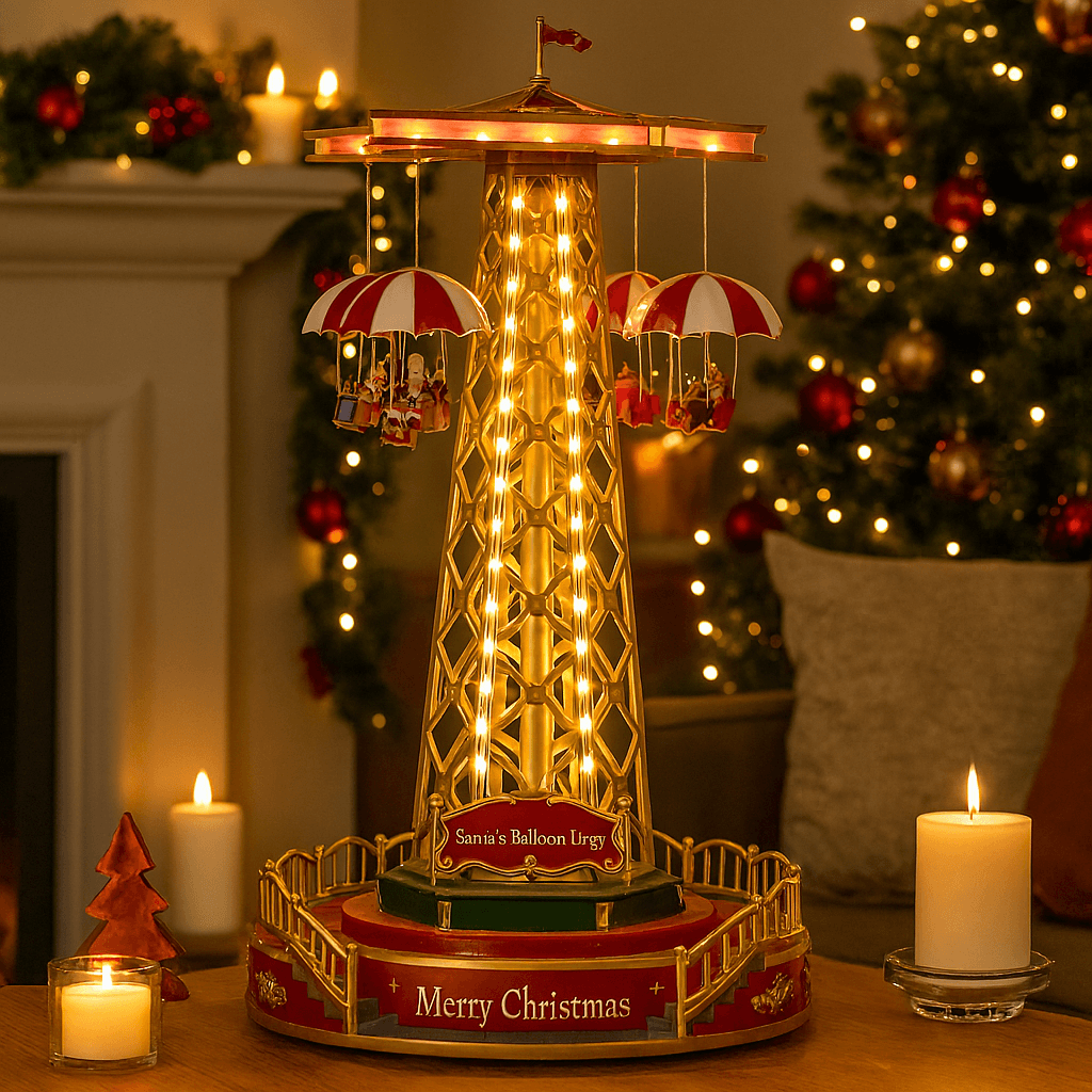 Giostra natalizia con luci led e movimento per decorazioni natalizie - 3