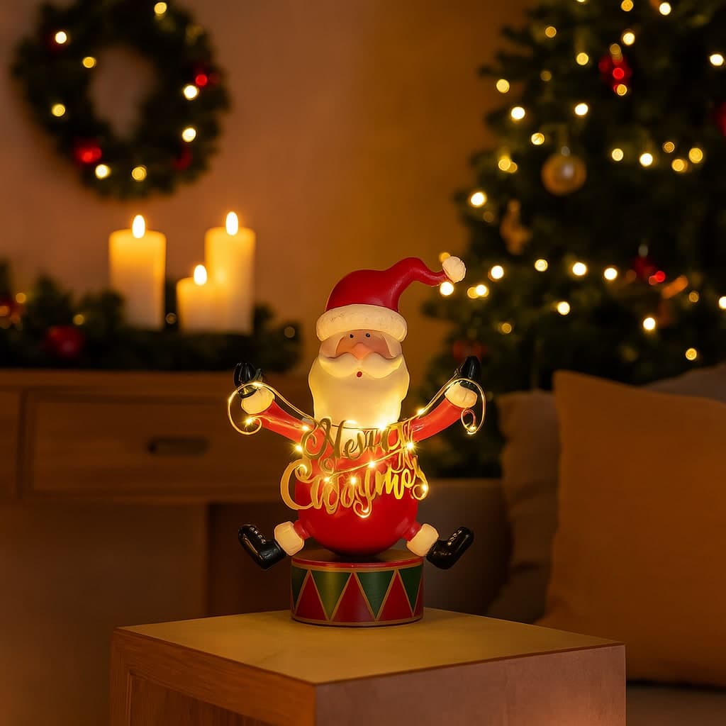 Figura di natale con luci Led con scritta Merry Christmas per decorazioni natalizie - 5