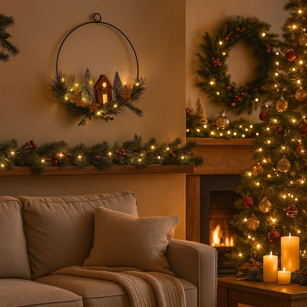Pendente natalizio per Albero di Natale in legno con luce led Ø 30 cm - 2