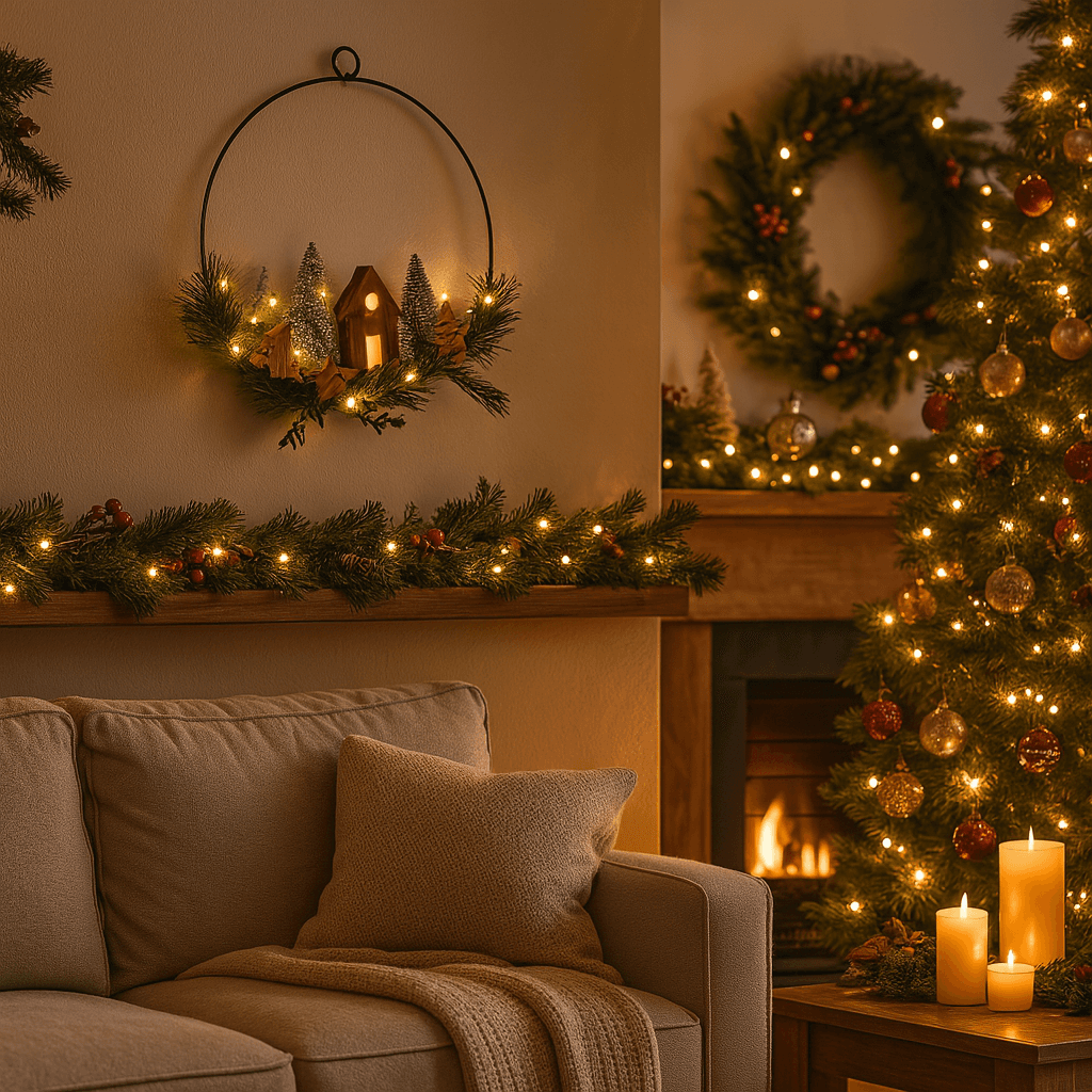 Pendente natalizio per Albero di Natale in legno con luce led Ø 30 cm - 2