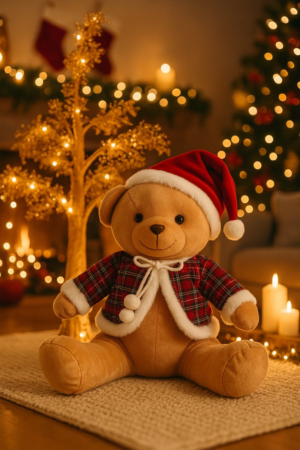 Orso di Natale peluche soffice decorazione natalizia per interno da 35 cm - 3