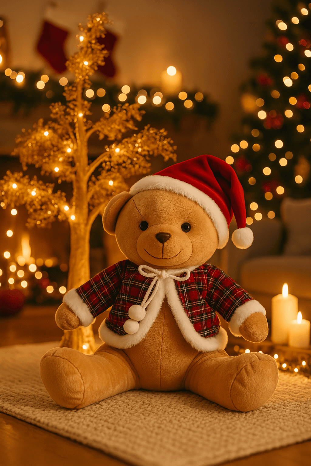 Orso di Natale peluche soffice decorazione natalizia per interno da 35 cm - 3