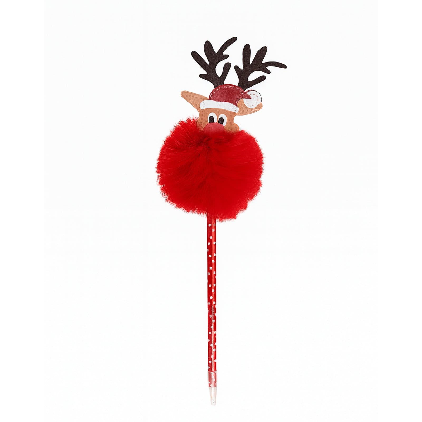 Penna natalizia con pon-pon per decorazioni natalizie h 25 cm - 2