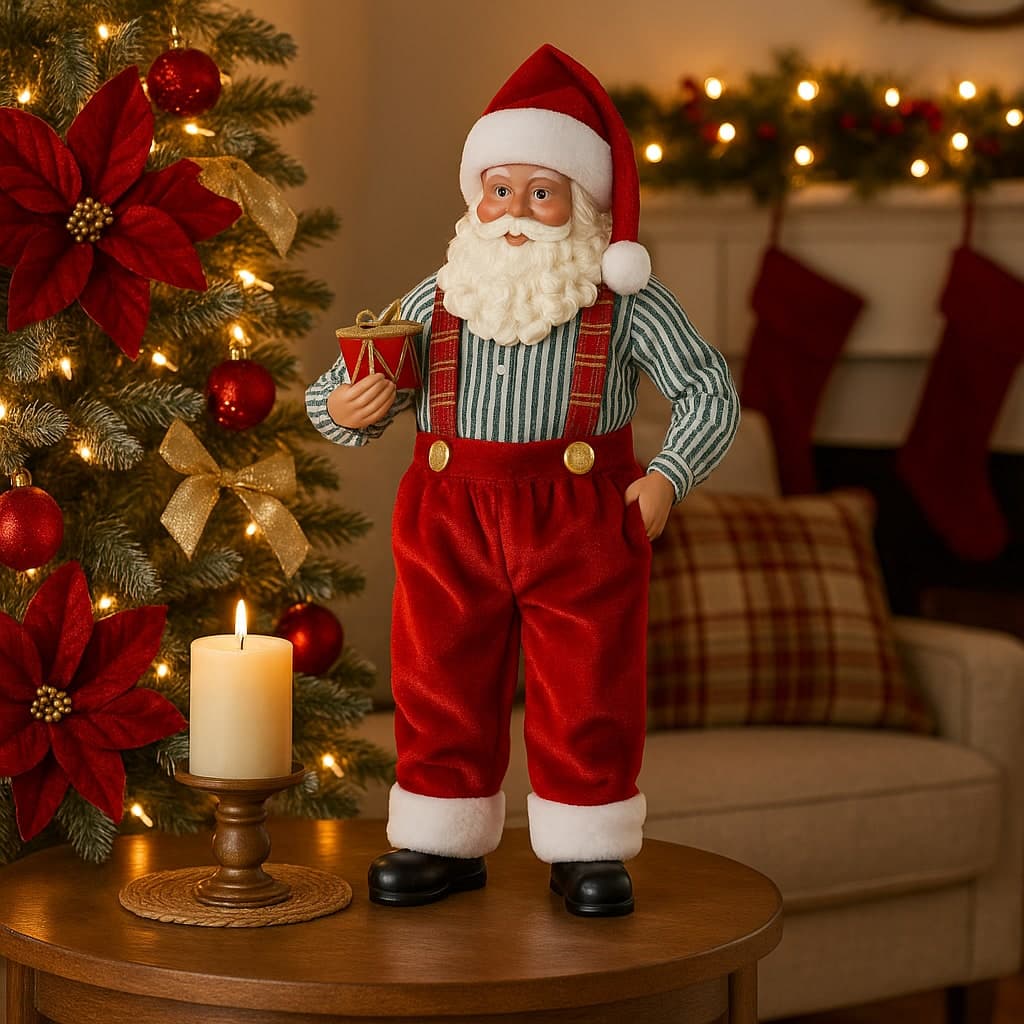 Babbo Natale decorativo in tessuto per decorazioni natalizie, da h 23 cm - 4