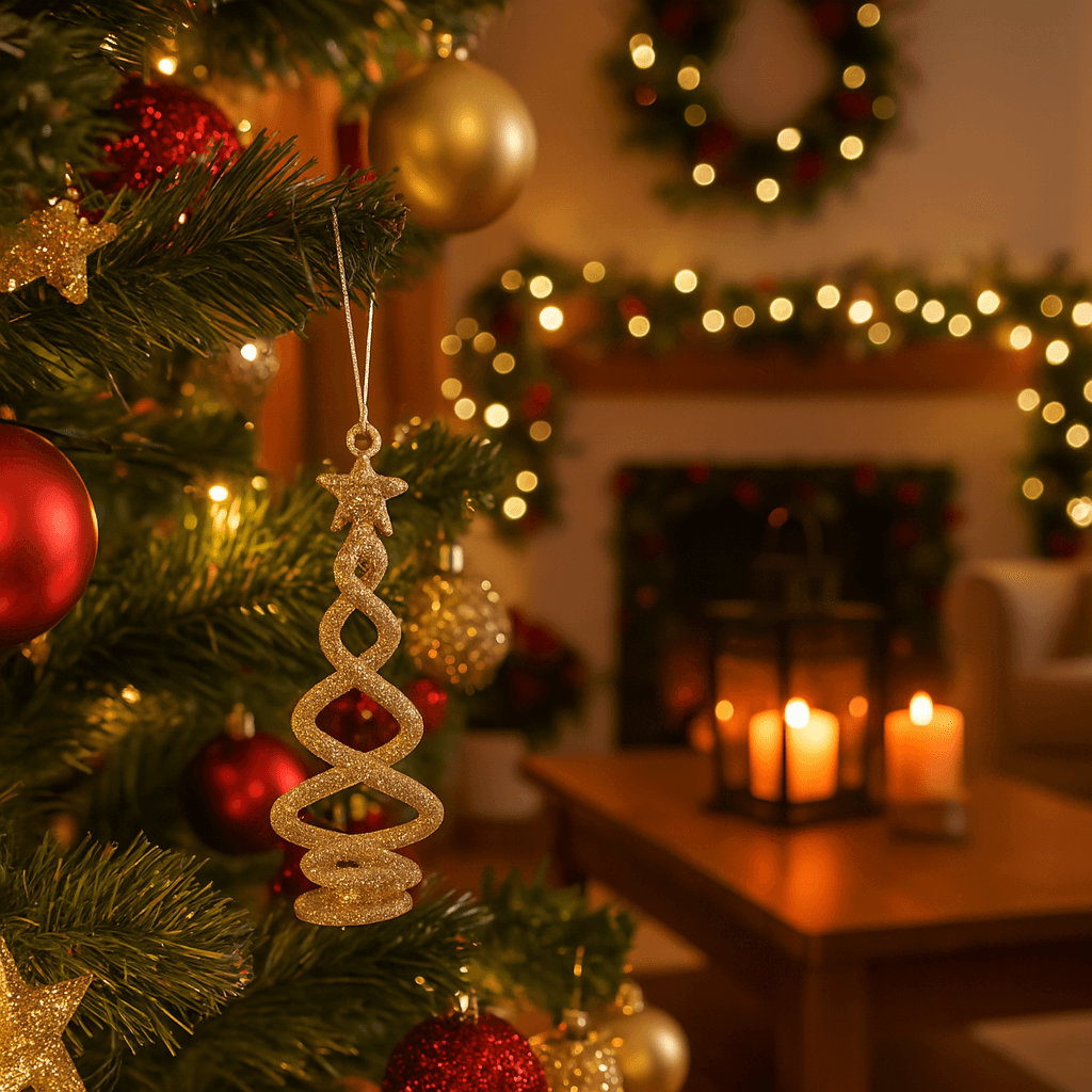 Spirale per albero di Natale color champagne decorazioni natalizie set da 2 - 3