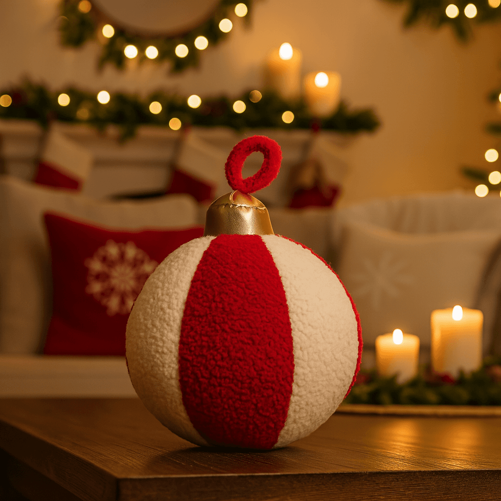 Cuscino pallina di natale con gancio per decorazione ambiente Ø 23 cm - 3
