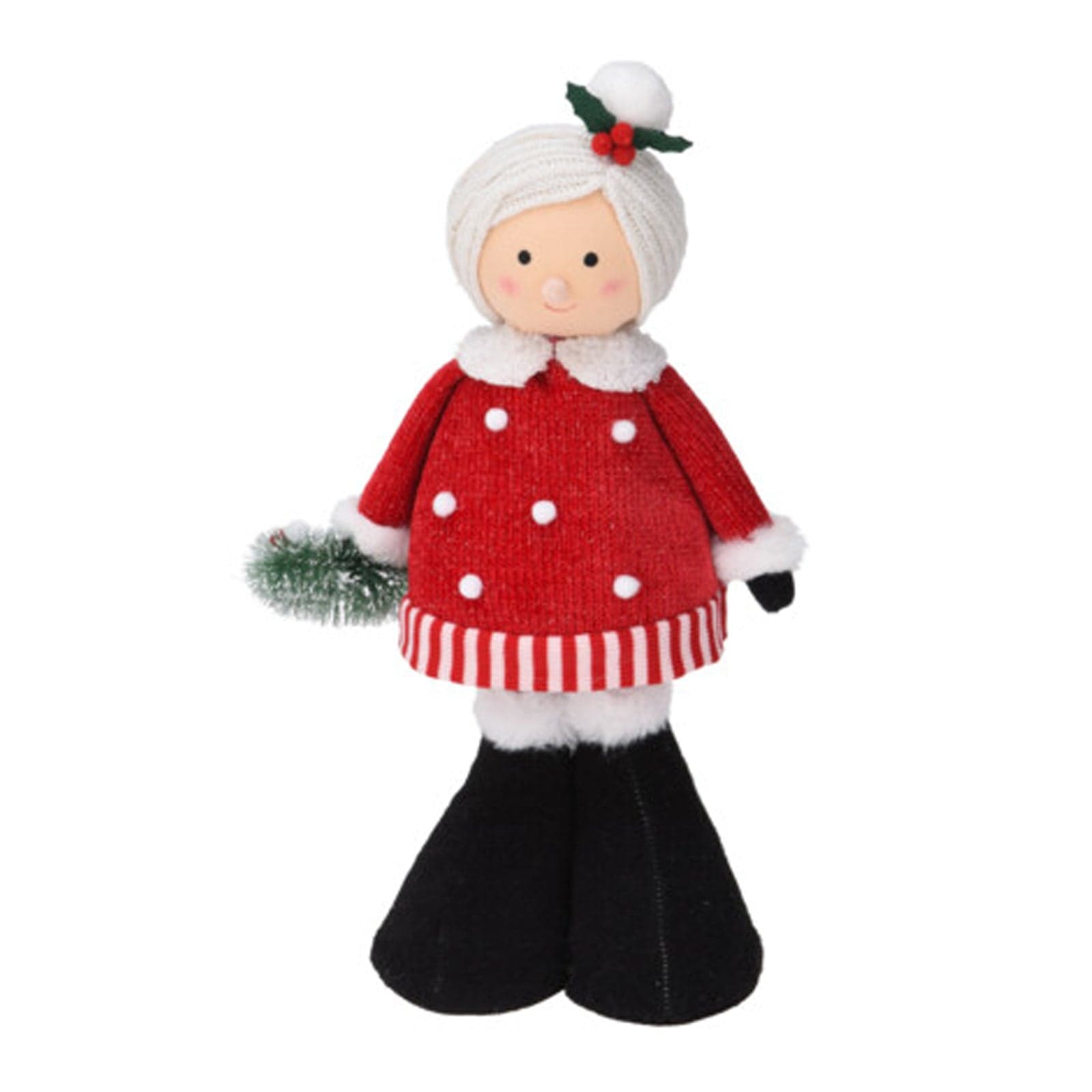 Figura di Natale in morbido tessuto rosso per decorazioni natalizie - 2
