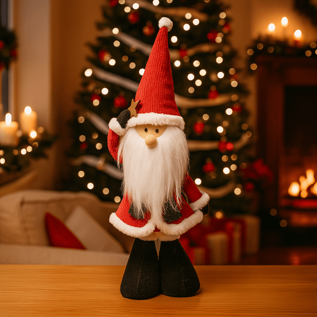 Figura di Natale in morbido tessuto rosso per decorazioni natalizie - 4