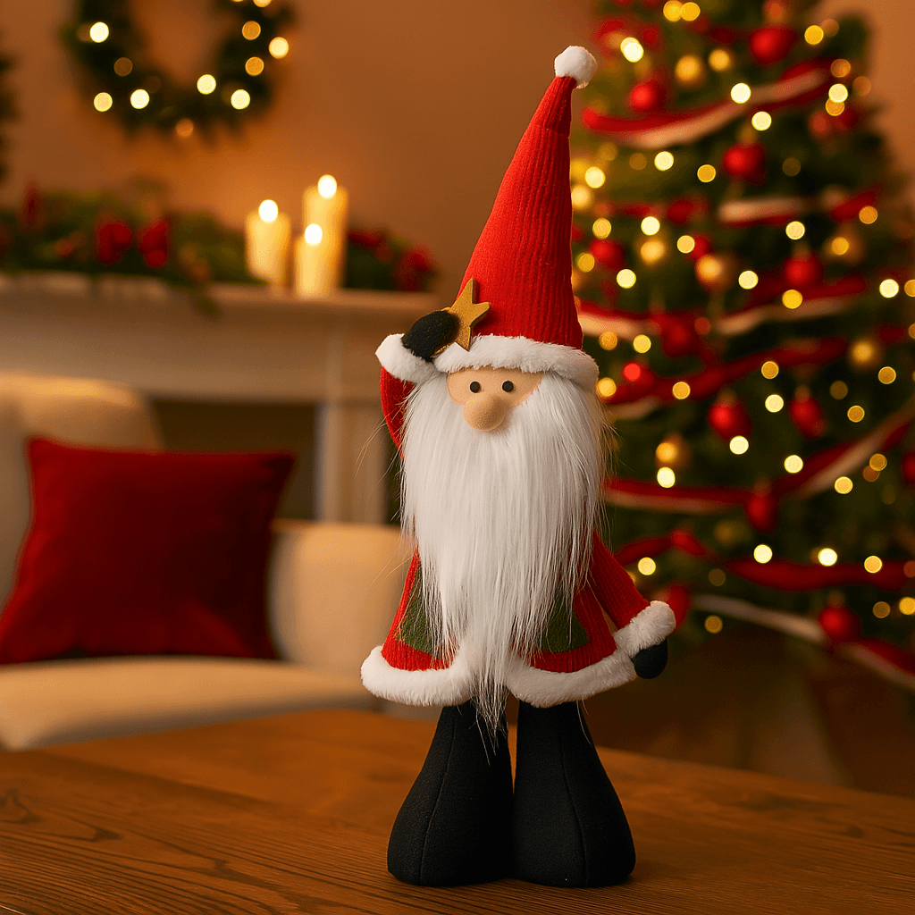 Figura di Natale in morbido tessuto rosso per decorazioni natalizie - 5