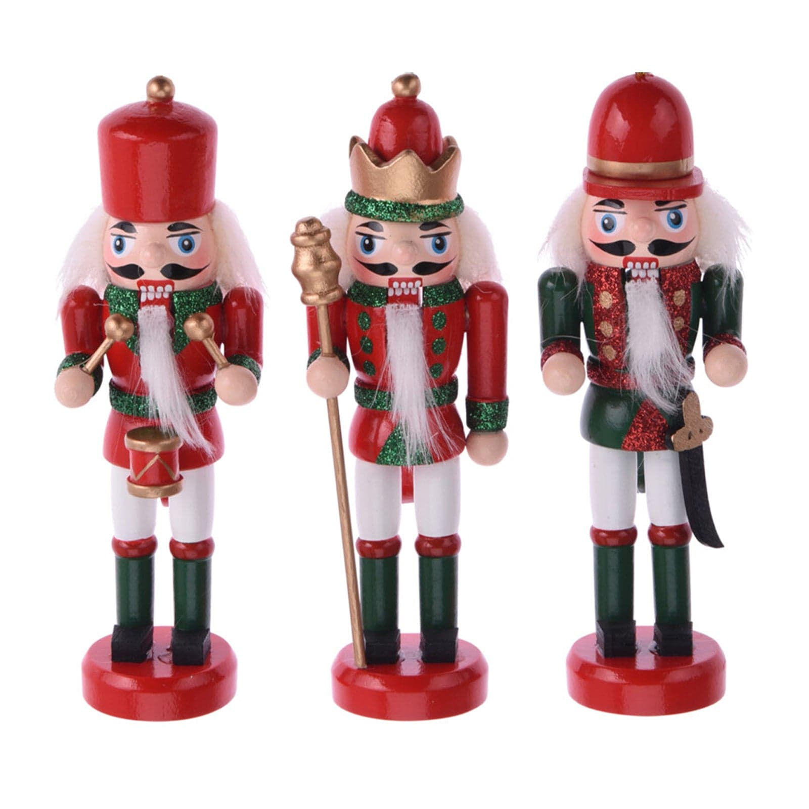 Schiaccianoci pensili per Albero di Natale in legno per decorazioni natalizie set da 3 - 1