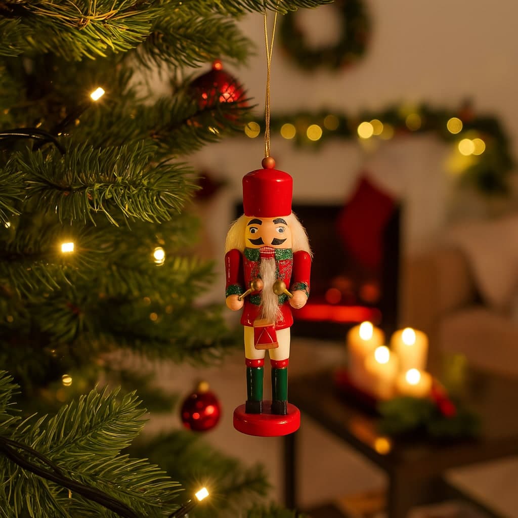 Schiaccianoci pensili per Albero di Natale in legno per decorazioni natalizie set da 3 - 9