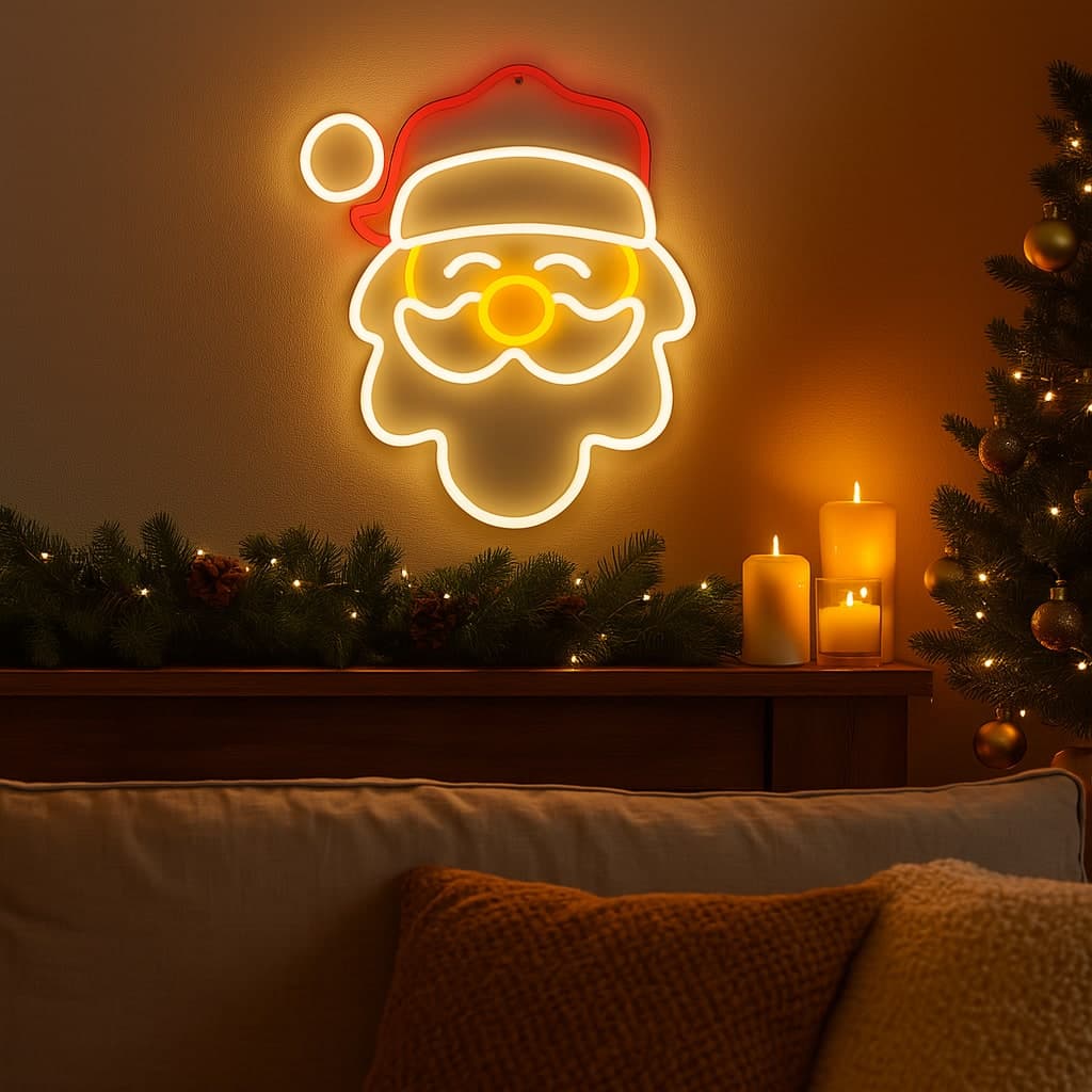 Figura di Babbo Natale a neon connessione USB per decorazioni natalizie 42 x 35 cm - 4