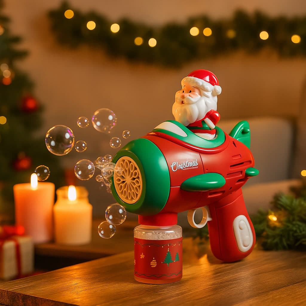 Pistola giocattolo con luce e bolle di sapone decorazioni natalizie - 3