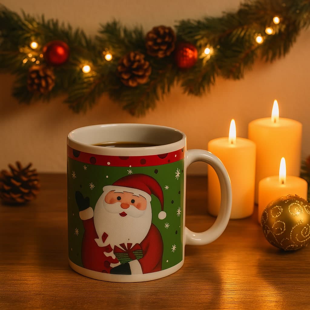 Tazza di Natale in ceramica per decorazioni natalizie per te e caffe da Ø 8 cm - 5