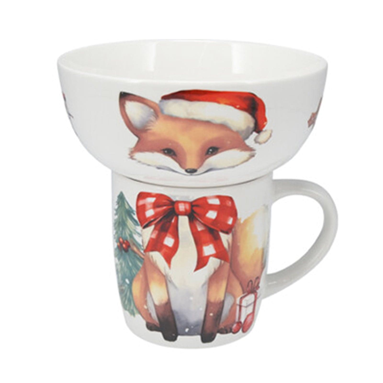Ciotola + Tazza di Natale in porcellana per decorazioni natalizie set colazione - 2