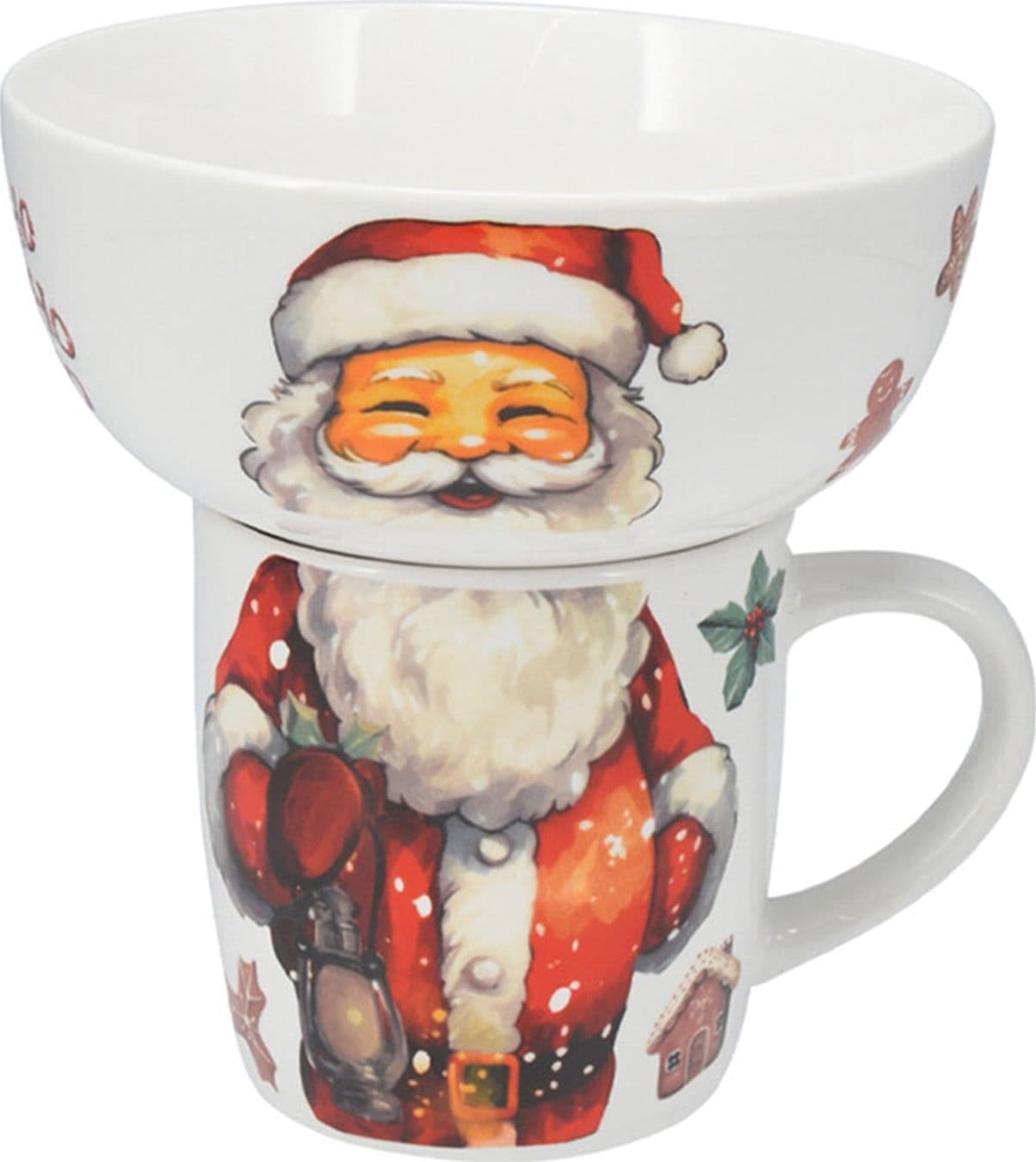 Ciotola + Tazza di Natale in porcellana per decorazioni natalizie set colazione - 3