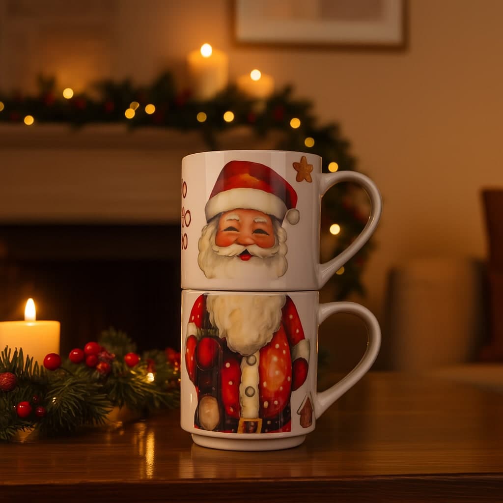 Tazza di Natale in porcellana per decorazioni natalizie 265 ml set da 2 - 5