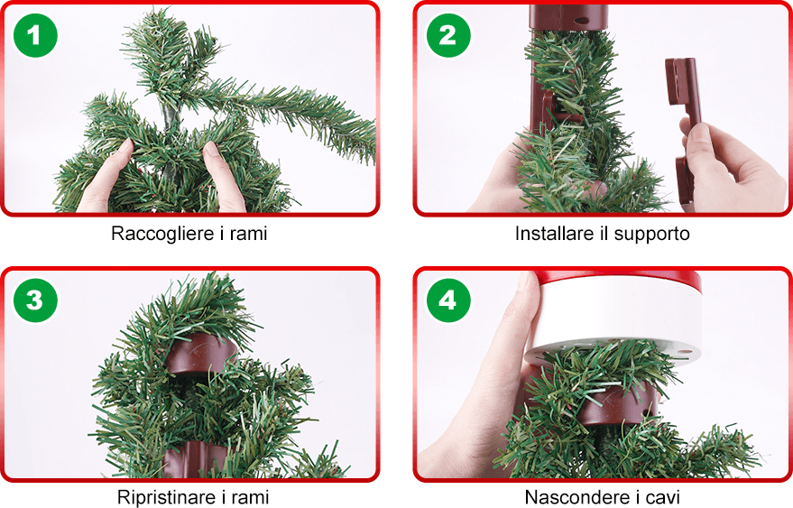 Puntale per albero di Natale con luci Led, suono e movimento per decorazioni natalizie - 2