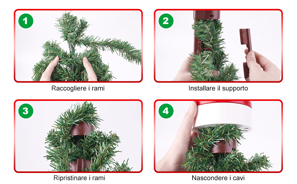 Puntale per albero di Natale con luci Led, suono e movimento per decorazioni natalizie - 2