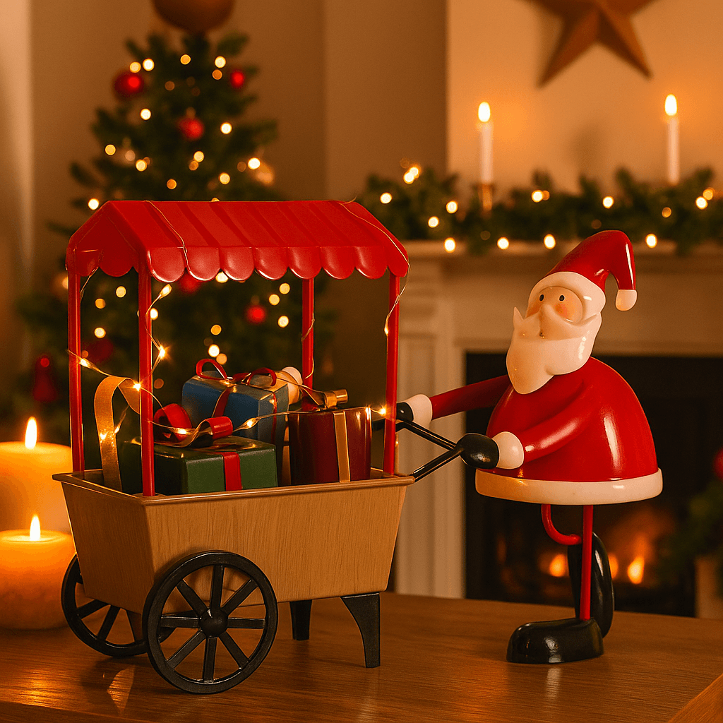 Scena natalizia carretto in metallo con luci Led per decorazioni natalizie - 4
