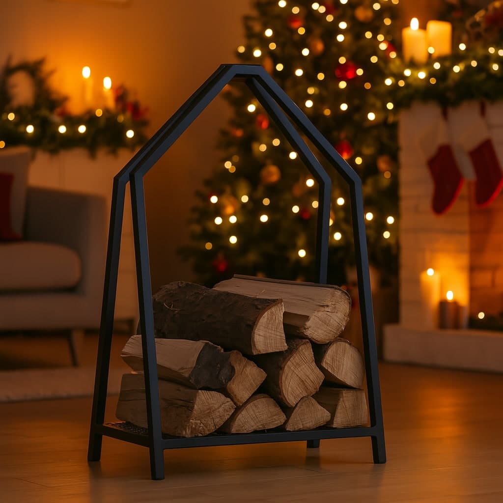 Supporto in metallo porta legna per conservazione legna da ardere h 78 cm - 2