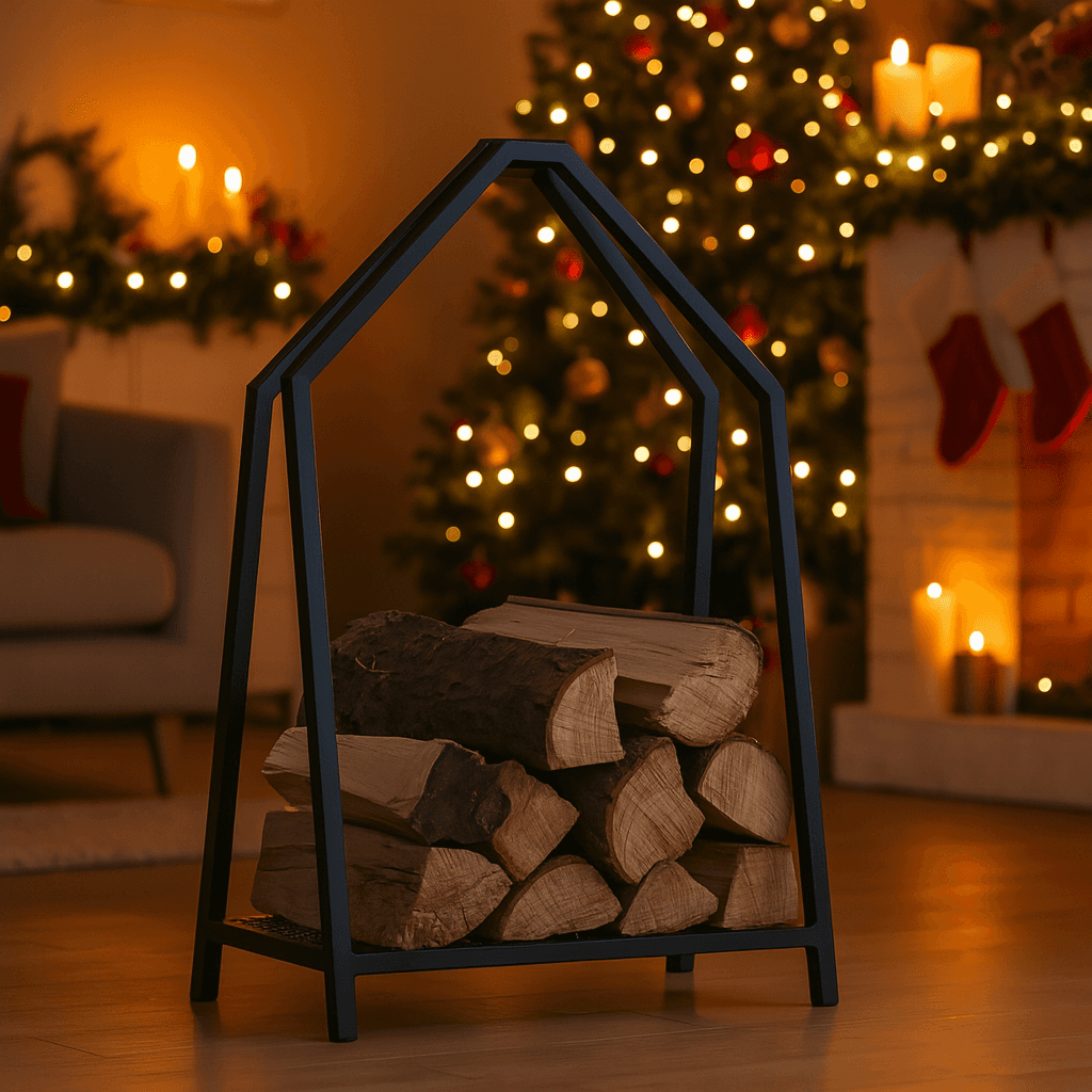 Supporto in metallo porta legna per conservazione legna da ardere h 78 cm - 2