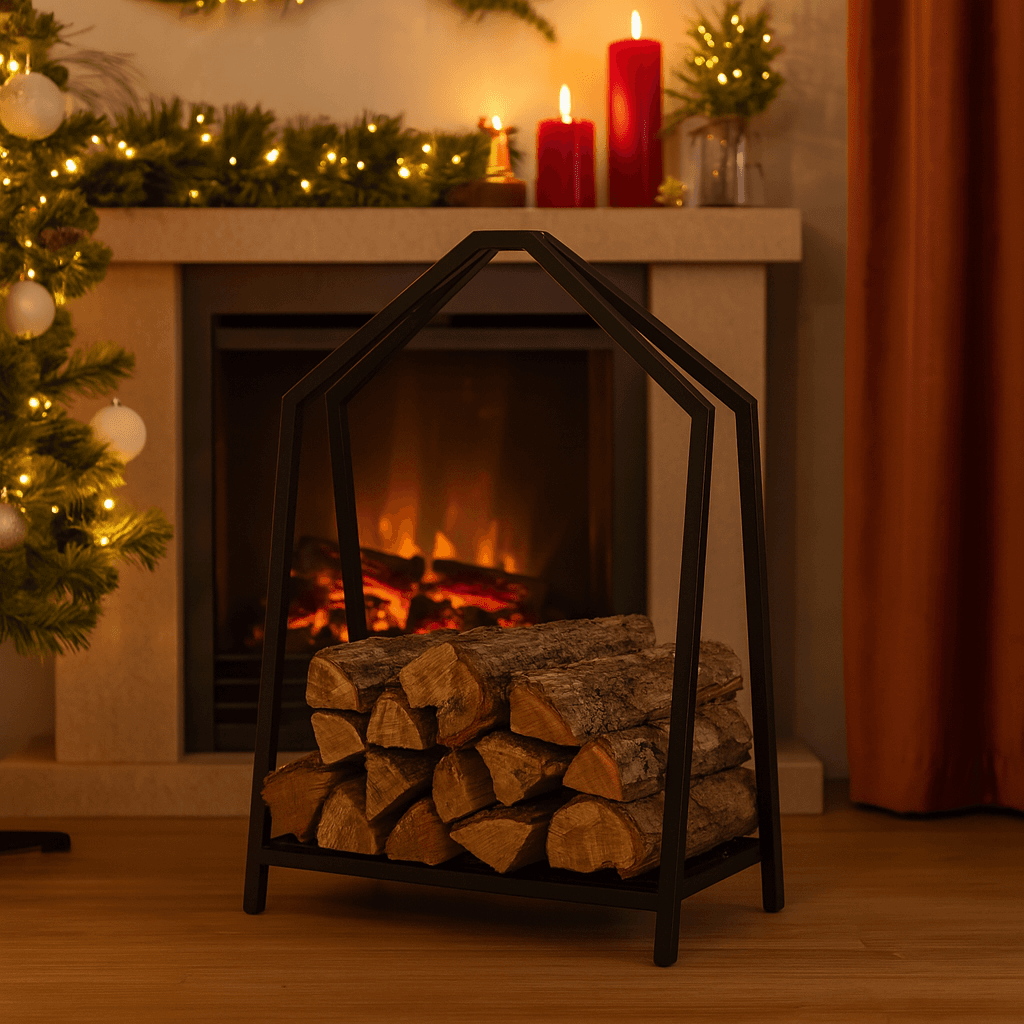Supporto in metallo porta legna per conservazione legna da ardere h 78 cm - 3