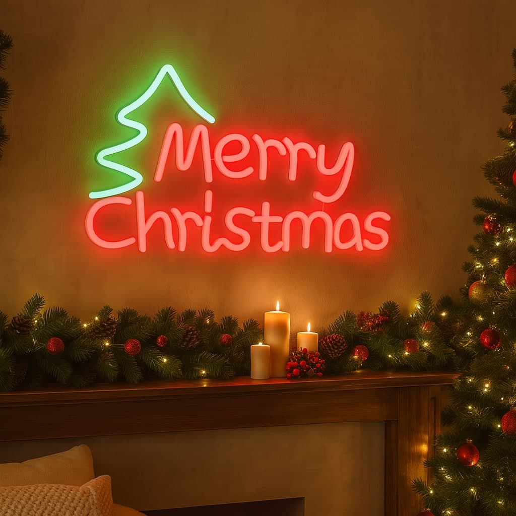 Decorazione Merry Christmas a neon connessione USB per decorazioni natalizie - 4