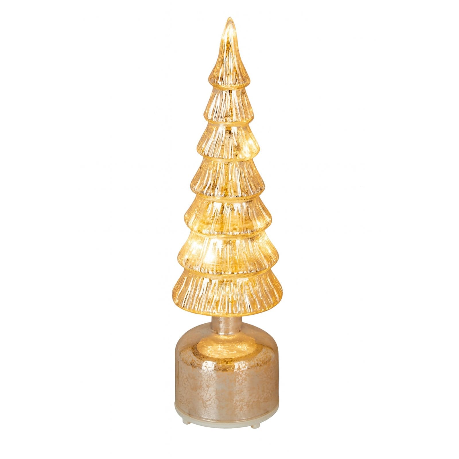 Albero decorativo in vetro color oro con luci Led a batteria per decorazione natalizie - 2