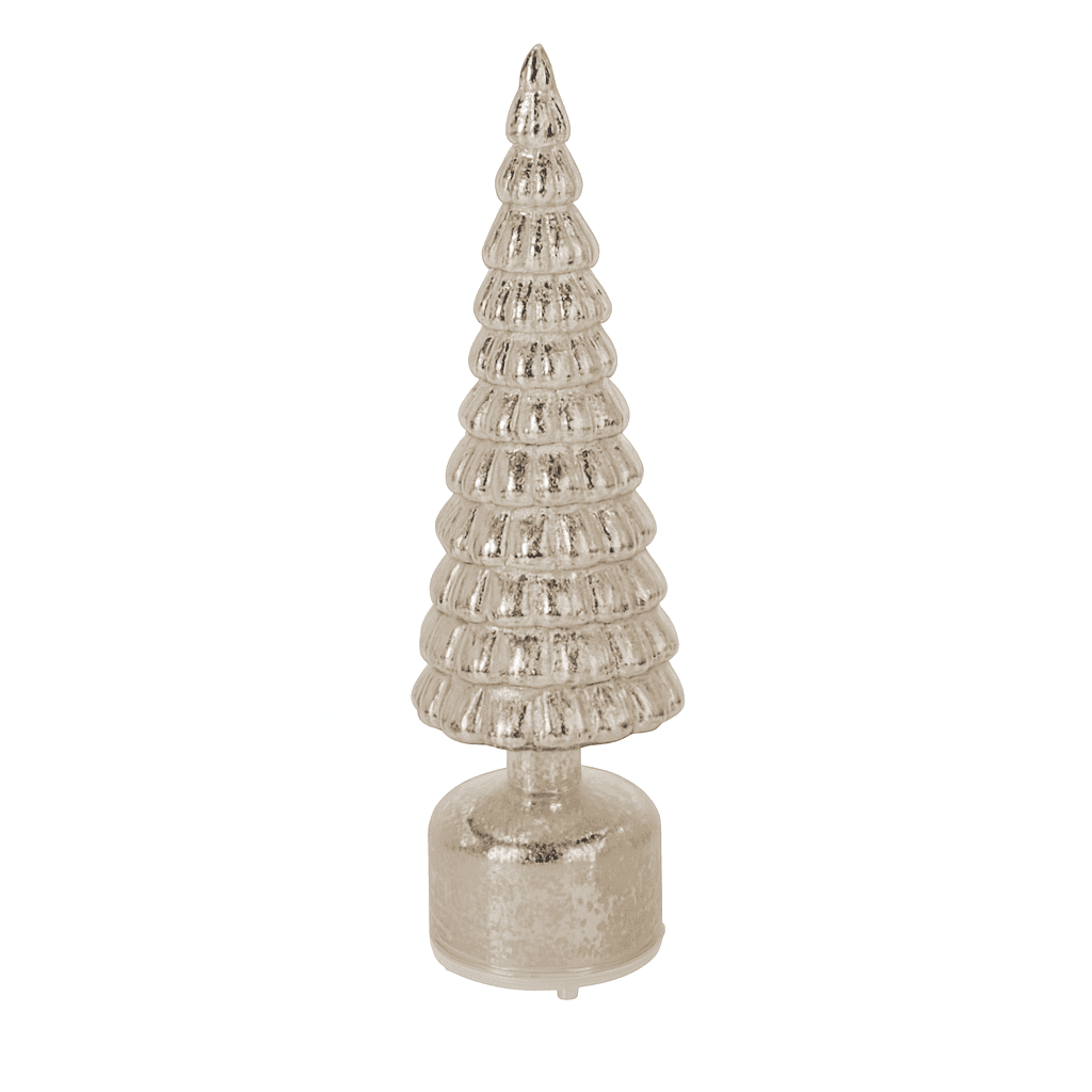 Albero decorativo in vetro color oro con luci Led a batteria per decorazione natalizie - 3
