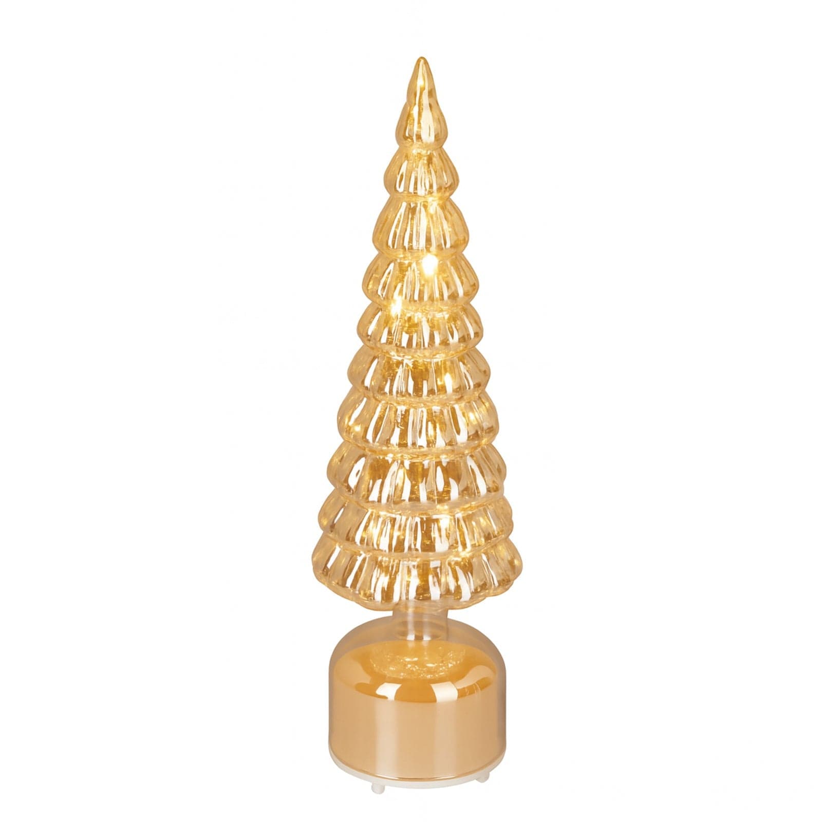 Albero decorativo in vetro color oro con luci Led a batteria per decorazione natalizie - 4