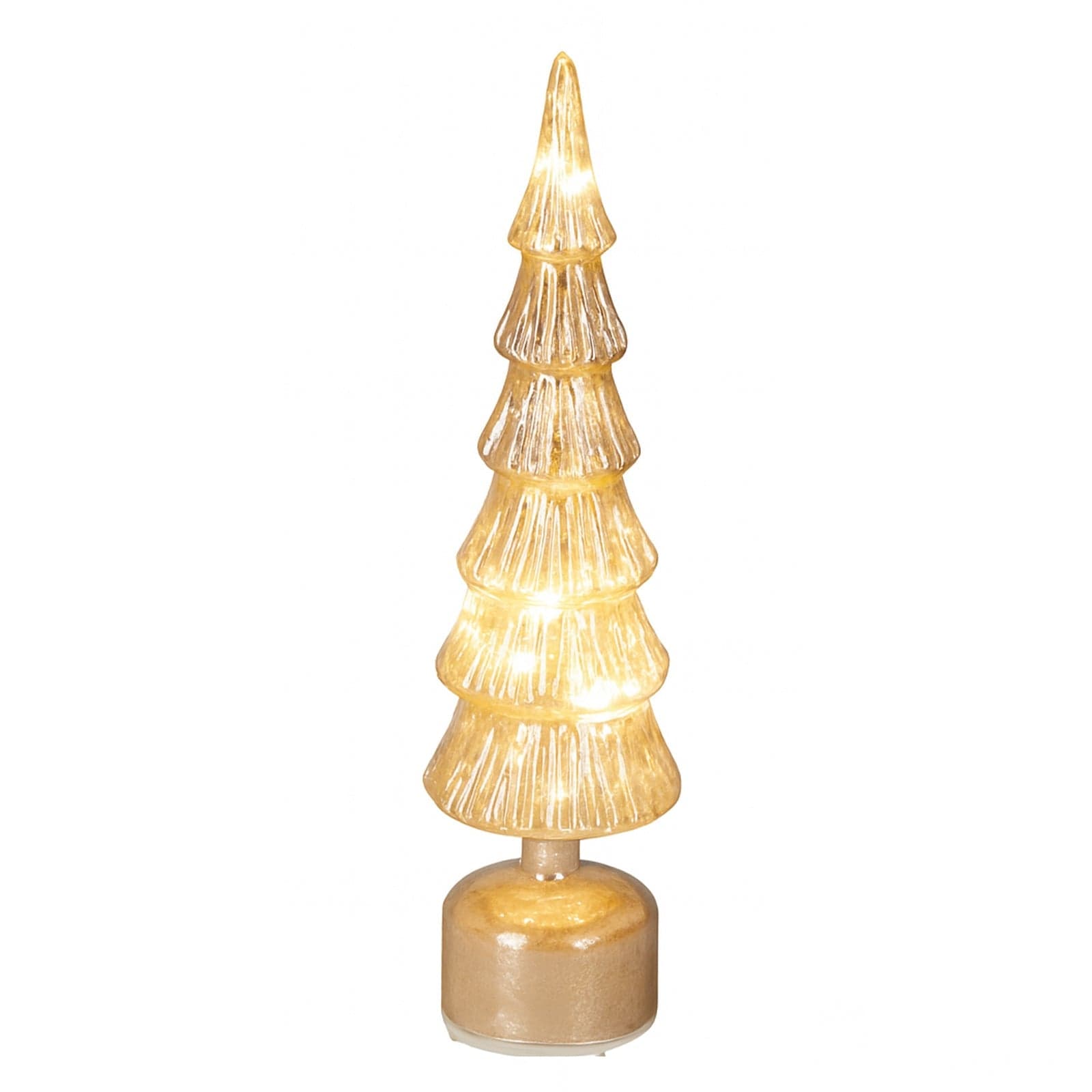 Albero decorativo in vetro color oro con luci Led a batteria per decorazione natalizie - 5