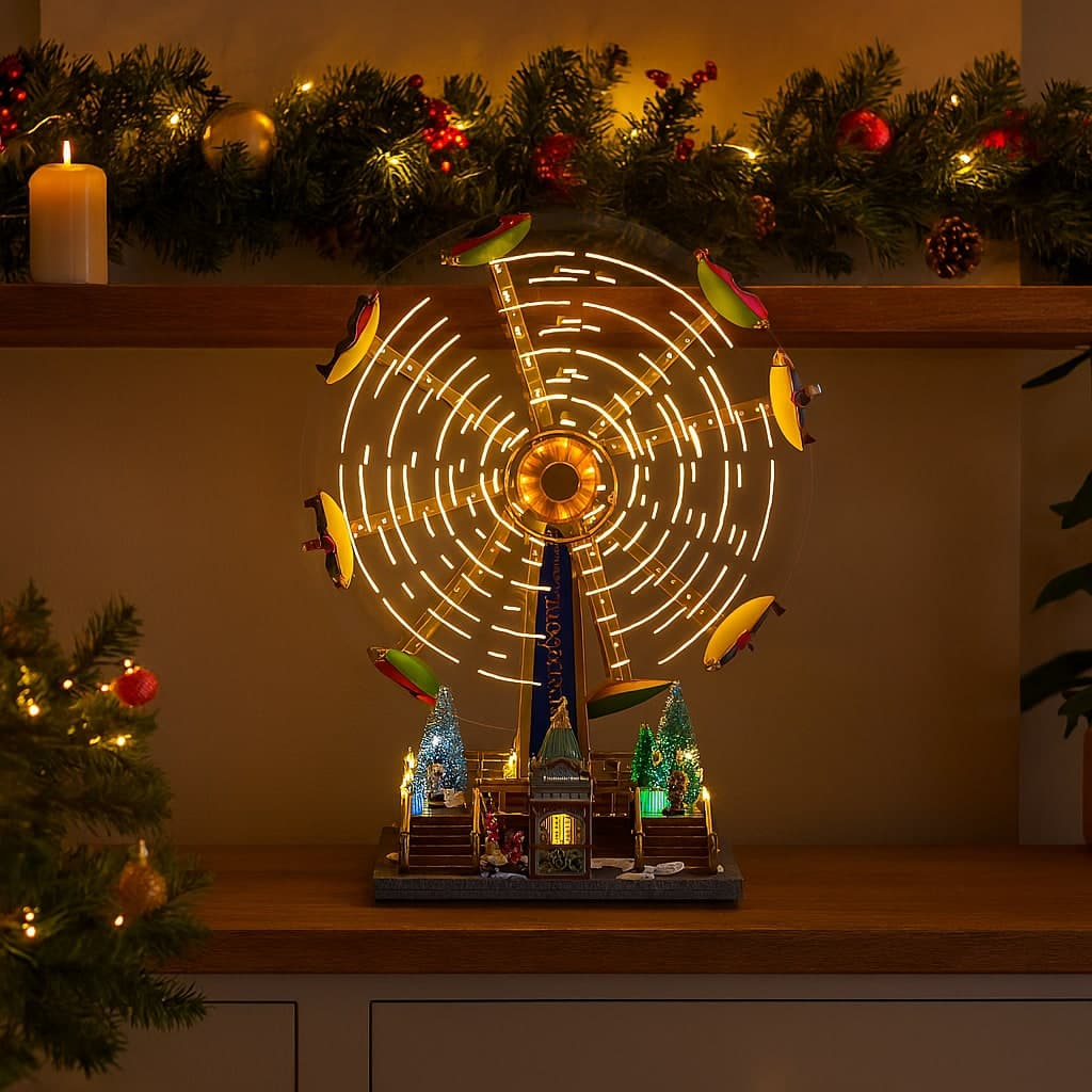 Giostra natalizia ruota panoramica con luci led e movimento per decorazioni natalizie - 3