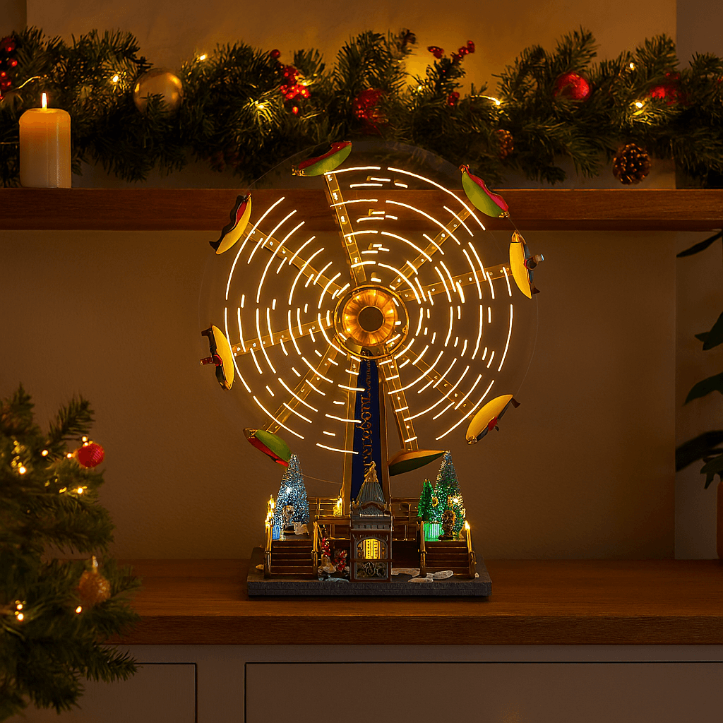 Giostra natalizia ruota panoramica con luci led e movimento per decorazioni natalizie - 3