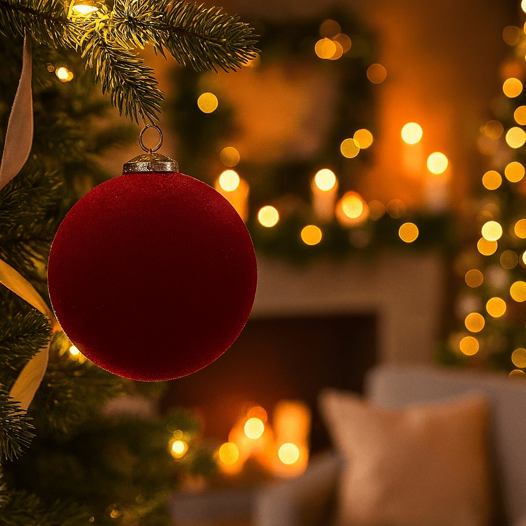 Palla di Natale in vetro floccato per decorazioni natalizie - 3