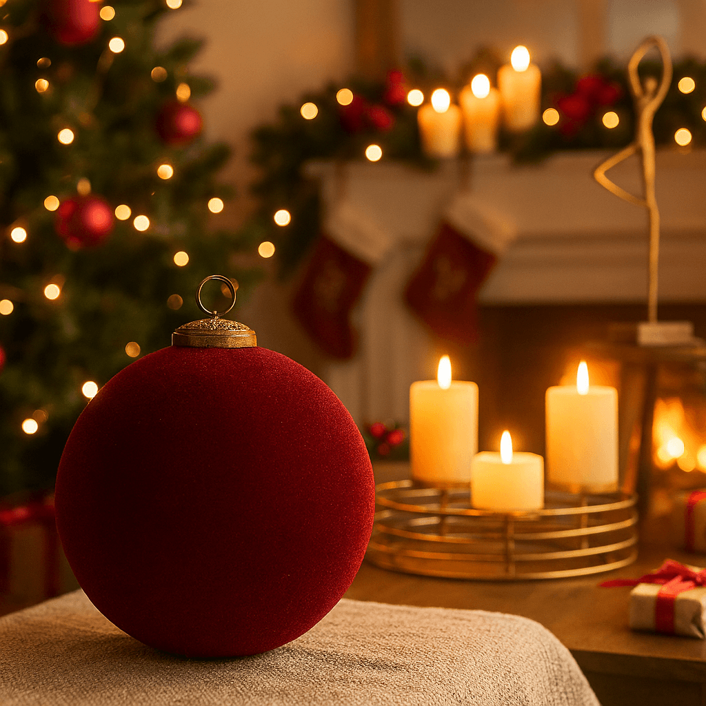 Palla di Natale in vetro floccato per decorazioni natalizie - 4