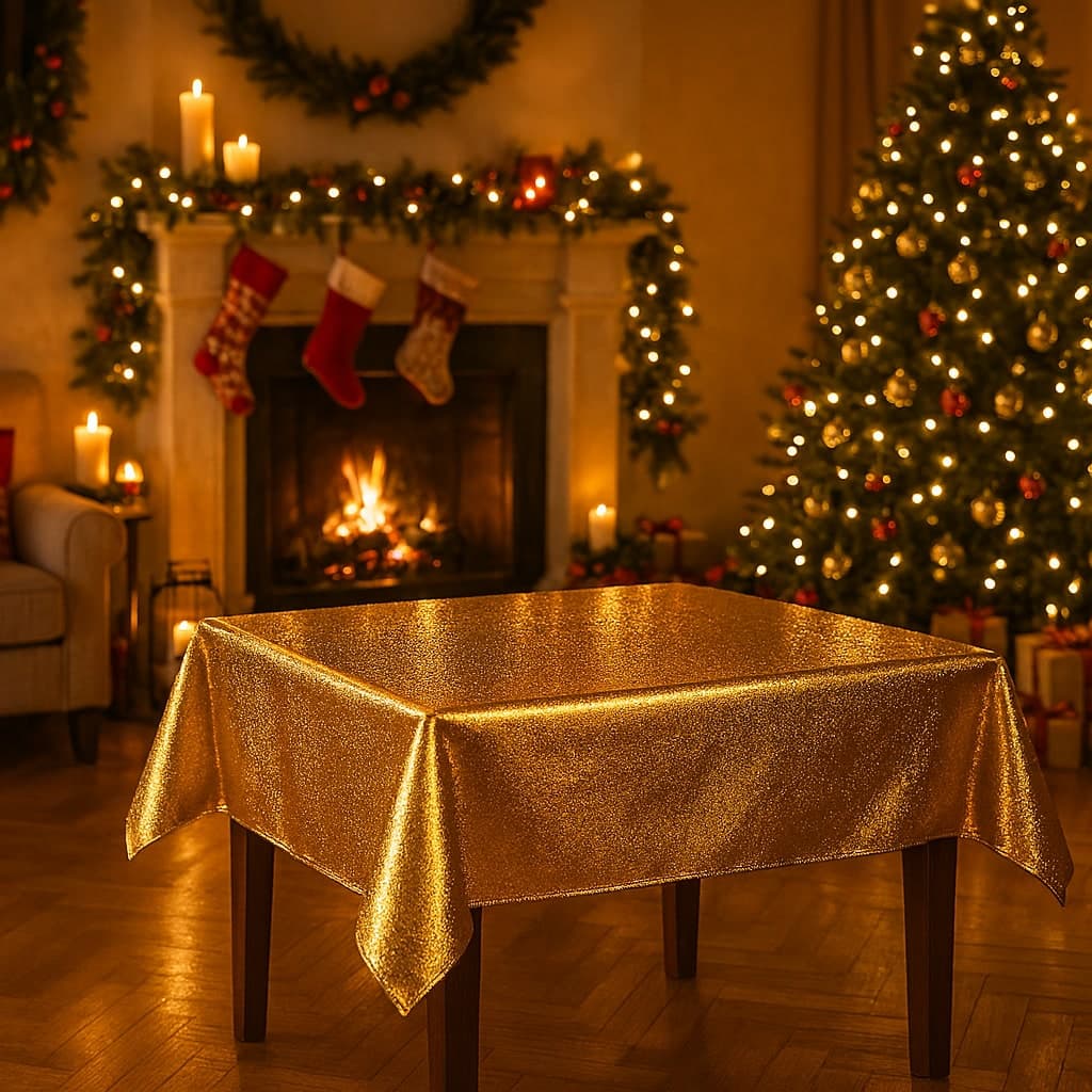 Tovaglia pratica effetto metal per tavolo di Natale 140 x 240 cm - 4