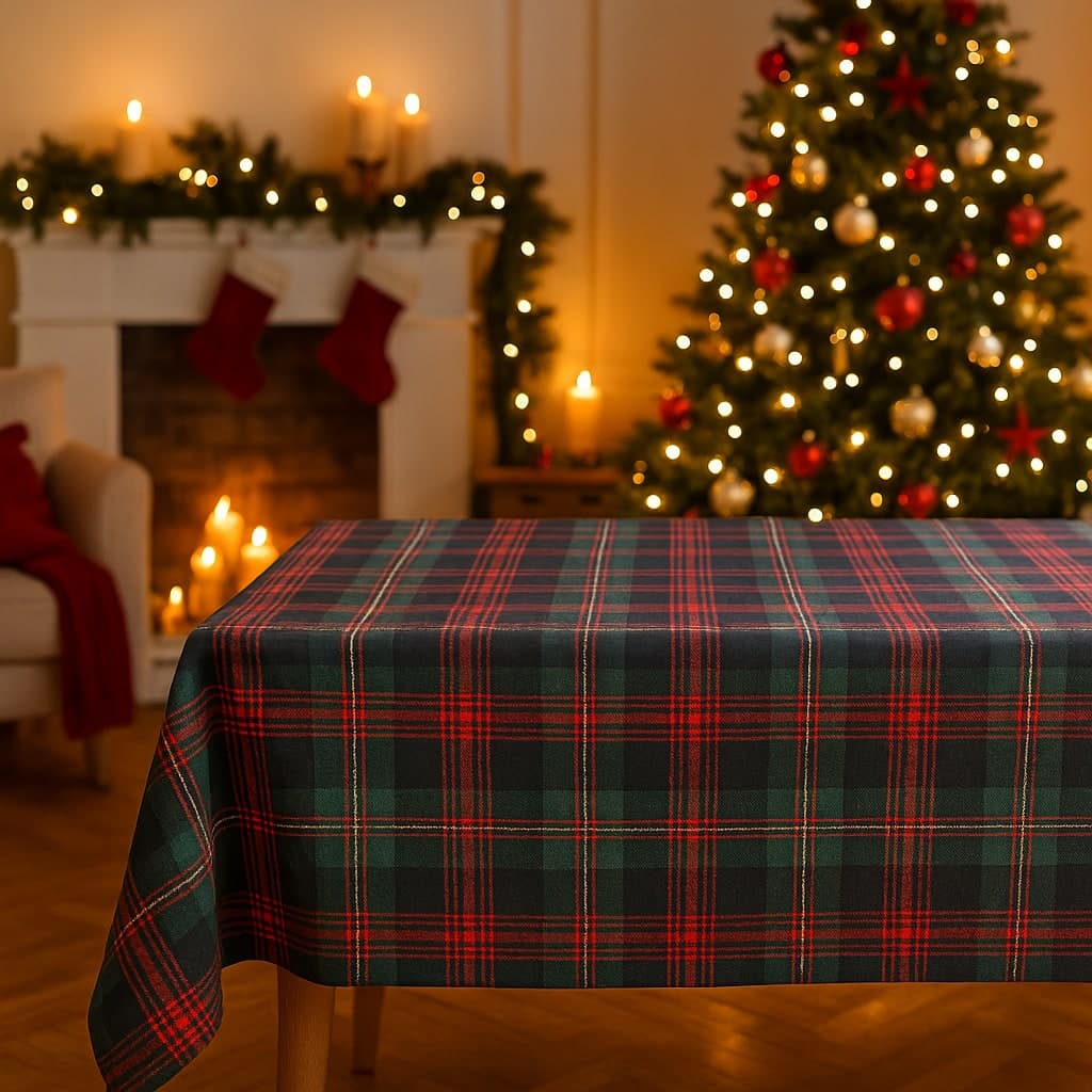 Tovaglia in plastica stile scozzese per tavolo di Natale 140 x 180 cm - 5