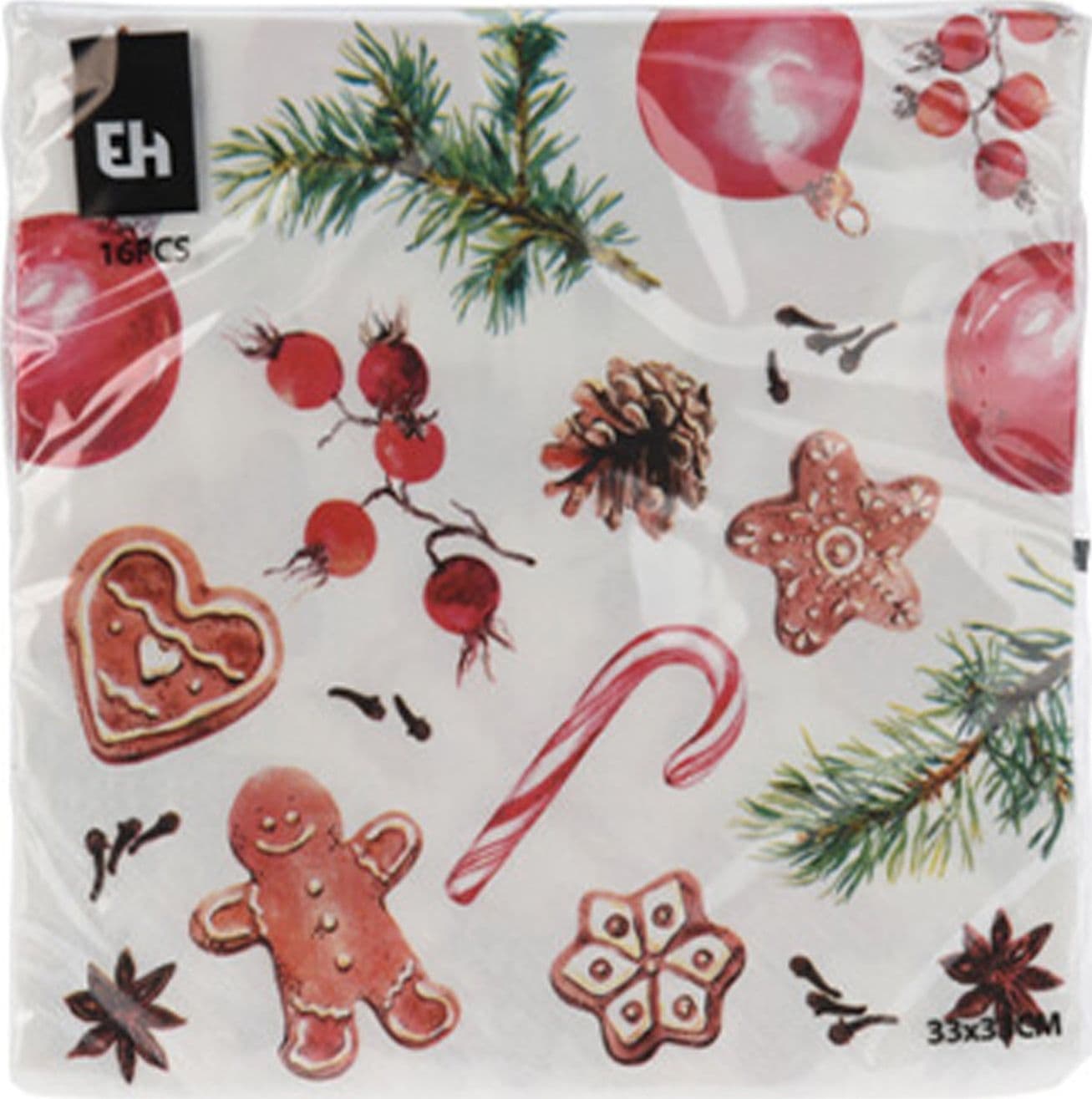 Tovaglioli natalizi decorazione per tavola di Natale, confezione 16 tovaglioli da 33 x 33 cm - 2