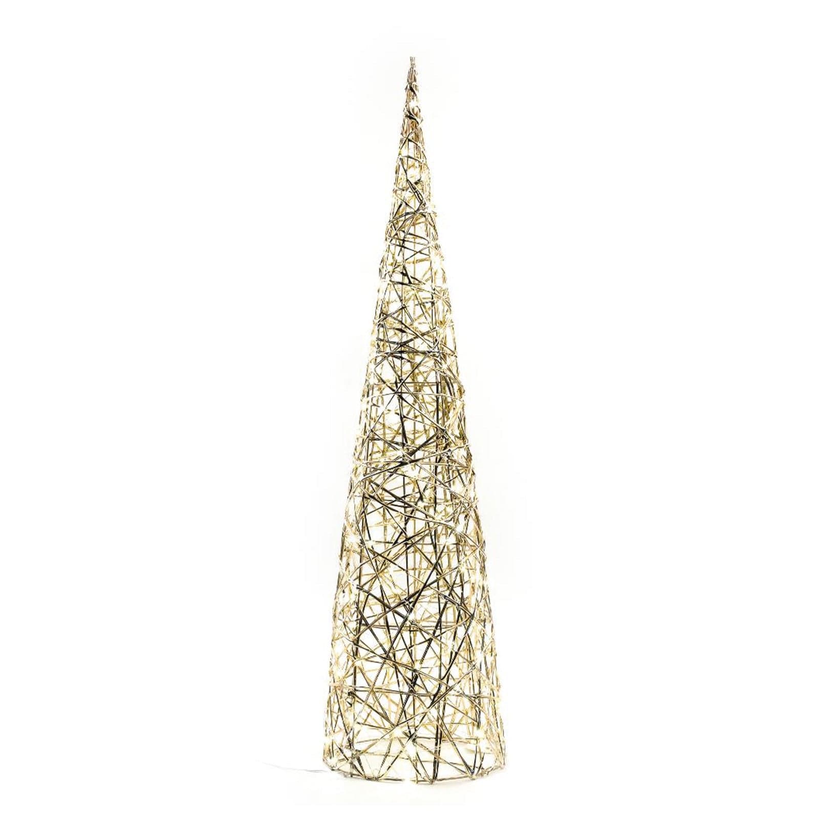 Albero decorativo cono oro in metallo con luci per decorazione natalizia - 2