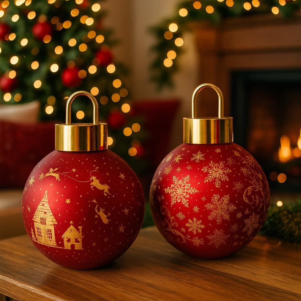 Palla di Natale in vetro con luci batteria 3xAA per decorazioni natalizie - 8